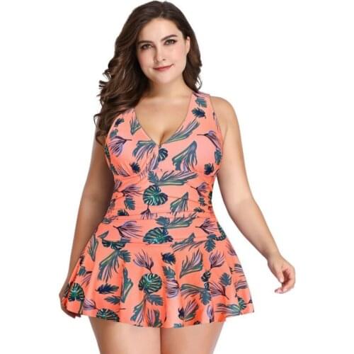 Women Swimsuit Belly Closed Oversize Two Piece Flared Flat Bathing Suit Swim Lady Plus Size 5XL