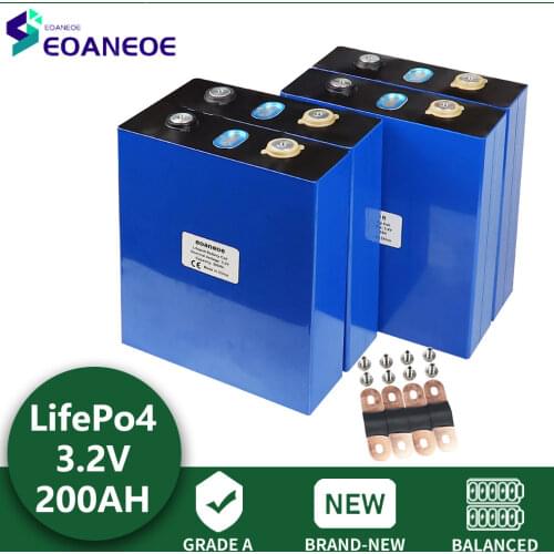 NEW 32PCS 3.2v 200Ah Lithium battery lifepo4 deep cycles for diy 12V 24V 48V 200Ah cell Solar energy storage EU US TAX FREE