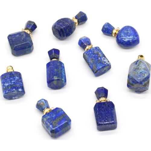 1pcs New Hot Sale Natural Stone Perfume Bottle Necklace Lapis Lazuli Pendant Essential Oil Diffuser Charm Women Trendy Gift