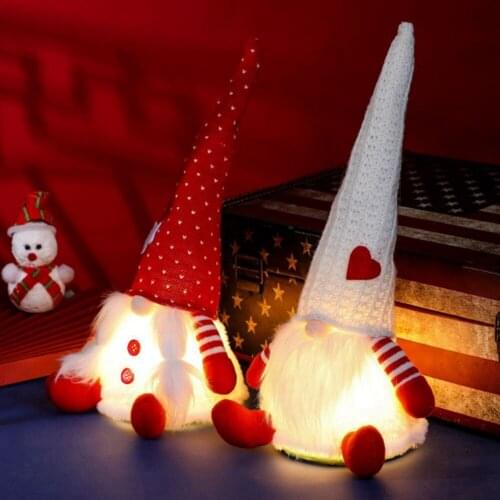 1Pcs Christmas Glowing Gnome plush Doll Tabletop Santa Claus Statue A Handmade Tomte Stuffed Doll For Birthday Christmas Gifts