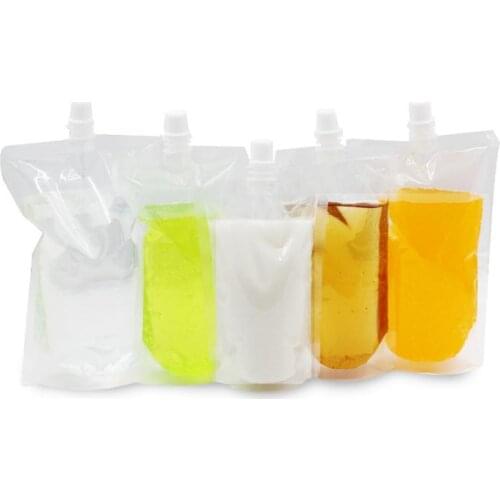 1000pcs/lot Self-suction Nozzle bag Clear Spout Bag Drink liquid transparent sealed Squeeze pouch bag 250/300/380/500ml SN2435