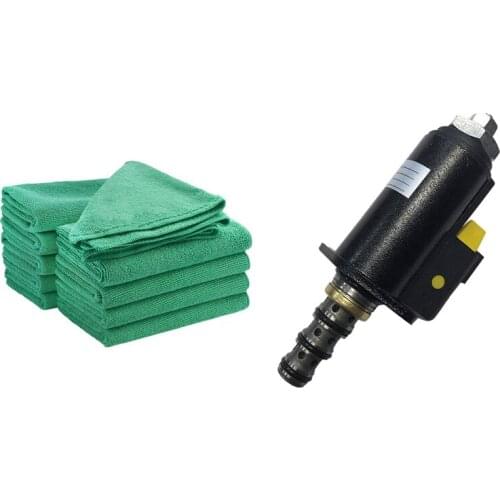 10x Microfibre Dish Cloth Large Thick Towel (Green 40 x 40CM) & 1x Excavator Rotary Solenoid Valve for Caterpillar E320B CNIM Ho
