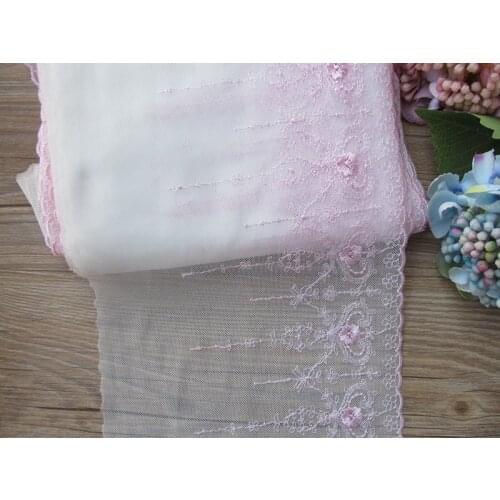 2Yards 19cm Retro Floral Lace Fabrics Embroidered Trim Light Pink For Lingerie Bra Underwear DIY Craft & Sewing Dress Clothing