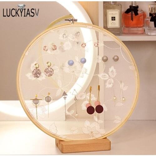 2021 New Earrings Display Holder Jewelry Stand Creative Desktop Shooting Props Stand Lace Embroidery Shed Earring Storage Cases