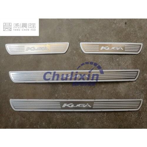 4pcs/lot car stickers styling for 2013-2016 Ford KUGA ultra-thin Stainless Steel Door Sill Scuff Plate car accessories