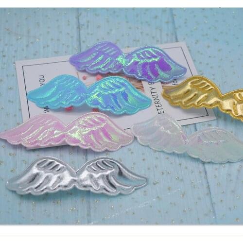 40 pcs/lot 10.5 x 3 cm colored shiny angel wing patches for hand diy decoration and hair accessories