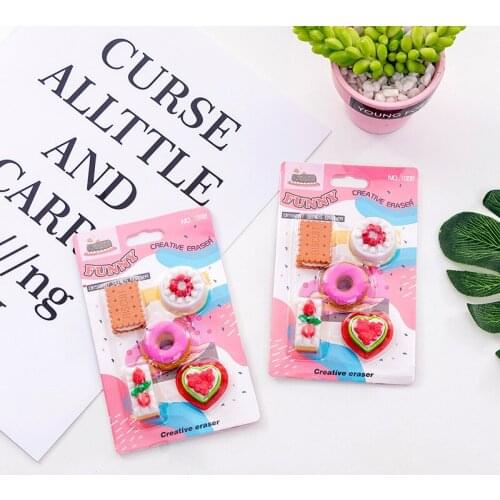 10 set/lot Cute biscuit doughnuts donuts blister-card eraser / rubber eraser suit / student eraser/toy children gift