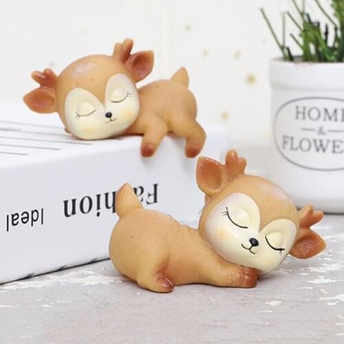 6 Styles Deer Figurines Toys Vinyl Ornament Cake Topper Party Desktop DecorFor Birthday Carfts Home Decoration