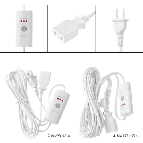 60W US Plug 2-prong AC Power Supply Extension Cable Adapter With Timing switch