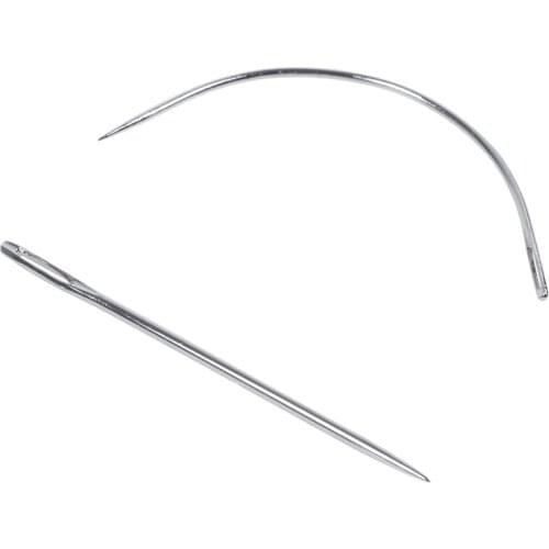 7 Repair Sewing Needles Curved Threader for Leather Canvas Stainless Steel Silver