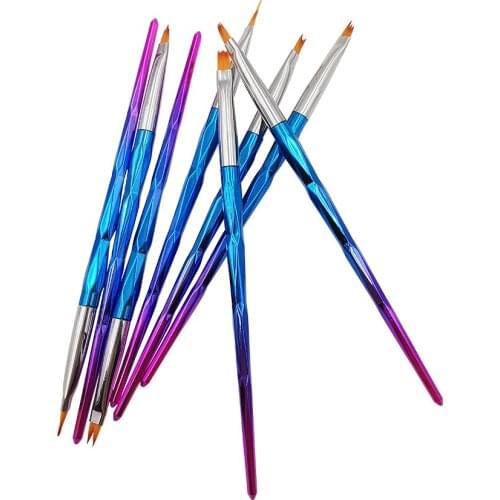 8pcs/lot UV Gel Polish Gradient Color Tips 3D DIY Painting Drawing Liner Pen Smile Moon Shaped Acrylic French Nail Art Brush Set