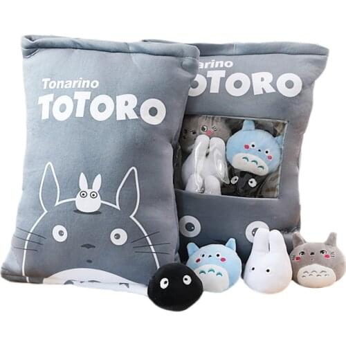 8pcs/lot Cartoon Totoro Plush Toys Kawaii Snack Pillow Dolls Stuffed Entertaining Totoro Cushion Kids Birthday Gifts