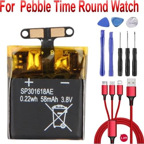 Direct use 3.8V Battery SP301618AE For Pebble Time Round Watch Battery with +USB cable+toolki