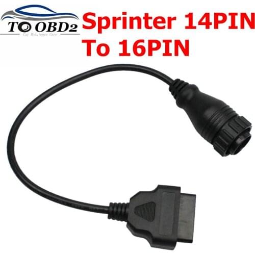 Car cable For Sprinter 14 Pin OBDII Adapter DLC Connector For MB Vehicle For Benz 14Pin Sprinter to OBD2 16Pin Adapter Cable