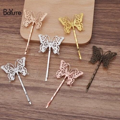 BoYuTe (20 Pieces/Lot) 36*25MM Filigree Butterfly Hairpins Factory Supply Retro Zakka Hair Accessories Materials