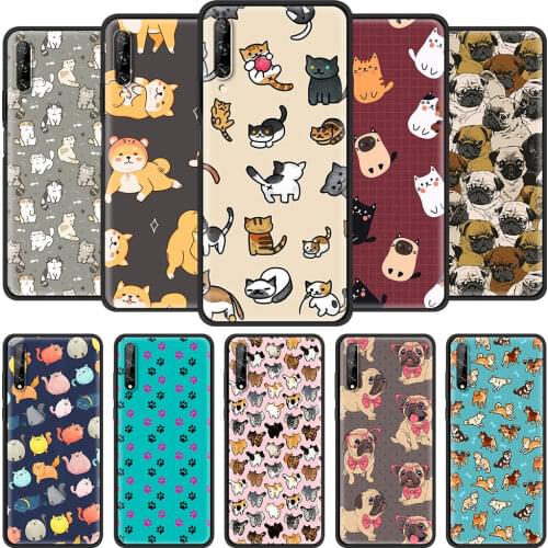 Phone Case for Huawei Y6 Y7 Y9 2019 Y9a Y8p Y7a Y6p Y8s Mate 40 20 30 10 Pro Lite Black Shell Cover Cute dog Cute stars