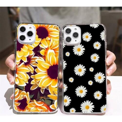 Sunflower daisy Phone Case Transparent soft For iphone 5 5s 5c se 6 6s 7 8 11 12 plus mini x xs xr pro max