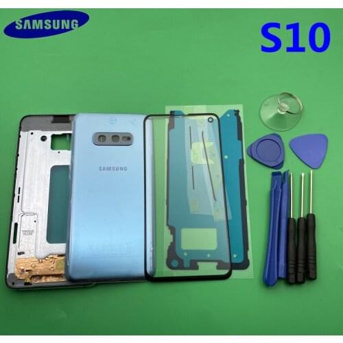 S10 Full Housing Case Back Cover + Front Screen Glass Lens + Middle Frame For Samsung Galaxy S10E S10+Plus Complete Parts