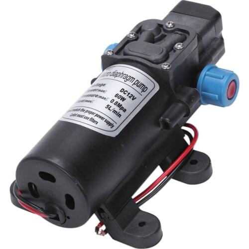 Black DC 12V 60W high-pressure mini membrane water pump automatic shutdown 5L / min