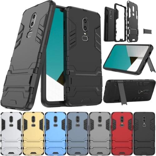 Dual Layer Hybrid Tank Armor Case For Oneplus 6 With Kickstand Shockproof Protective Soft TPU & PC Hard Back Cover For Oneplus 6