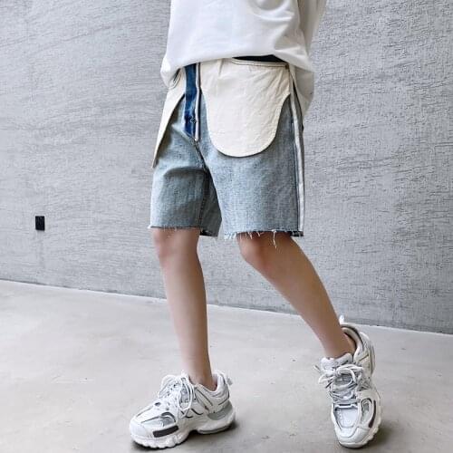 Male Jeans Knee Length Pants Mens Wear Summer New Personality Alternative Anti-Wear Design Niche Denim Shorts Trend