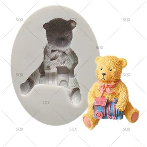 Train Bear Silicone Mold Baking Fondant Chocolate Mold DIY Handmade Soap Mold 18134