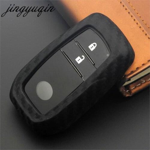 Jingyuqin 10X Carbon Silicone Remote Car Key Cover For Toyota CHR Land Cruiser 200 Avensis Auris Corolla KeyChain Case