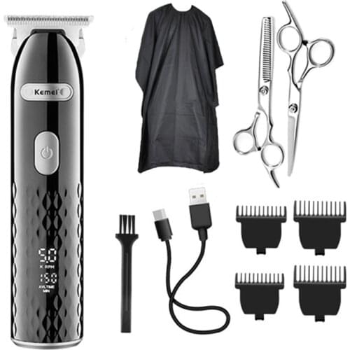 Kemei Barber Hair clipper Cord or Cordless Use Hair Trimmer Professional Rechargeable Electric Hair Cutting Machine