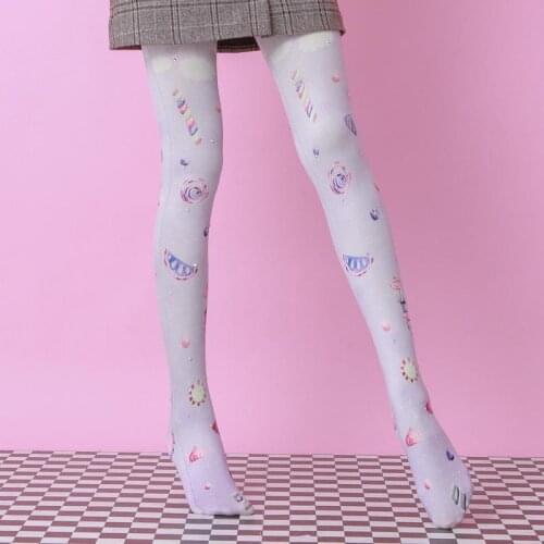 Sweet and Printed Pantyhose Thick Running Chick with Color Drill and Candy Cn(origin) 140D Thickness Cotton