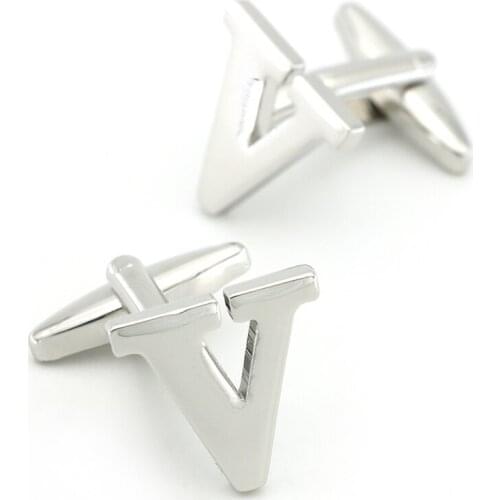 Mens English Letters Cufflinks Copper Material Letter V