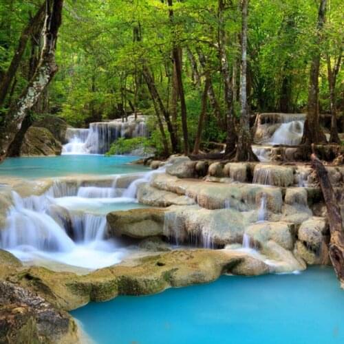 5D Diy Diamond Painting Cross stitch kit Three Curtain Waterfall 35*35cm Diamond Embroidery Full Diamond Mosaic Picture SSYP-126