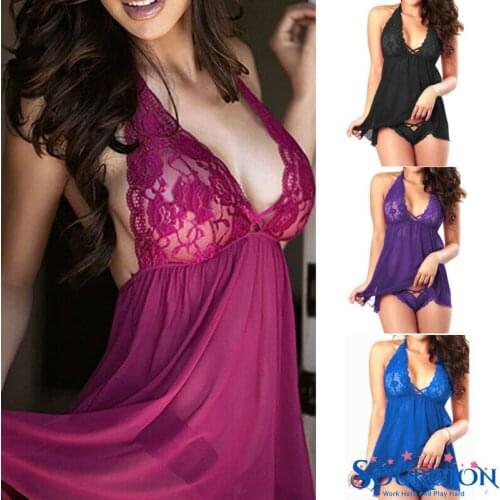 SWT Newest Arrival G-string Sleepwear Sexy Plus Size Women Ladies Sexy Nightwear Lace Dress Lingerie Underwear Lingerie