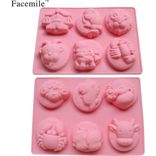 2017 New 2pcs/set Silicone Twelve Zodiac Shape Cake Mold Modelling Cooking Diy Mold Christmas Cake Decorating Tools