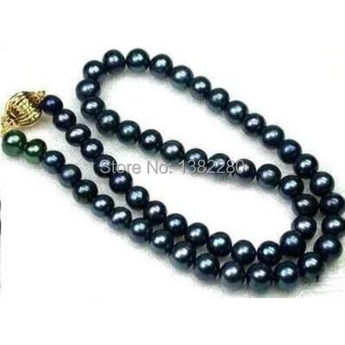 7-8mm Black pearl necklace 18 inch 2piece/lot ! DIY women fashion jewelry