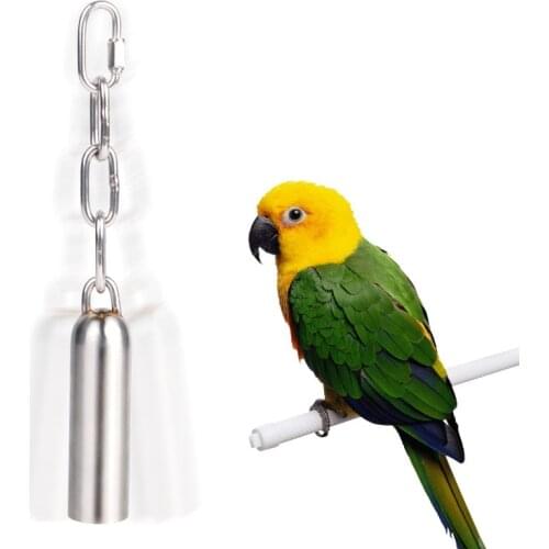 Pet Bird Toys Stainless Steel Hanging Bell Bird Parrot Cage Bite Toy Squirrel Parrot Birds Swing Stand Toys Bells