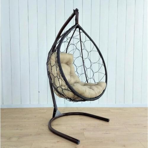 Garden Patio Rattan Swing Chair Wicker Hanging Egg Chair Hammock w/Cushion and Cover Indoor or Outdoor