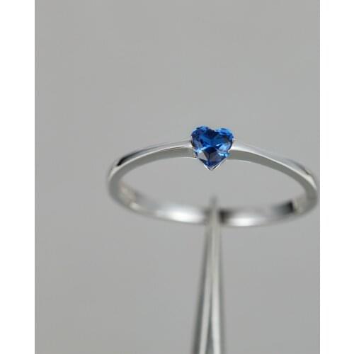 Simple Female Blue/Purple/Green Zircon Ring Fashion Wedding Engagement Rings For Women Elegant 925 Silver Rose Gold Heart Ring