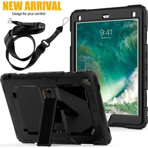 YXAYN Heavy Duty Rugged Shockproof Strap Kickstand Case for iPad Air 2 9.7 2018 2017 Cover For Coque iPad Air 2 Case 3
