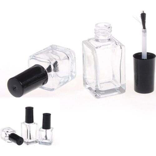 1pc 5ml/10ml/15ml Transparent Glass Nail Polish Bottle Empty With Lid Brush Cosmetic Containers Nail Glass Bottles with Brush