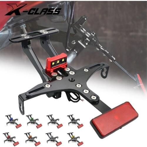 Motorcycle License Plate Frame Mount Bracket Holder with LED Light for HONDA MSX125 RS150 YAMAHA TFX150 M-SLAZ150 R25 R3 MT03