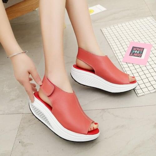 Bigsweety Summer Women Sandals Platform Wedges Sandals Leather Swing Peep Toe Casual Shoes Women Walk Shoes Flats Drop Shipping