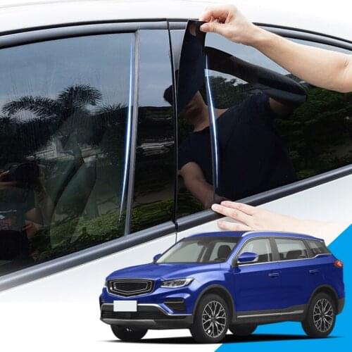 Car Styling PVC Car Window Pillar Trim Sticker Middle BC Column Stickers External Auto Accessories Fit For Geely Atlas 2016-2020