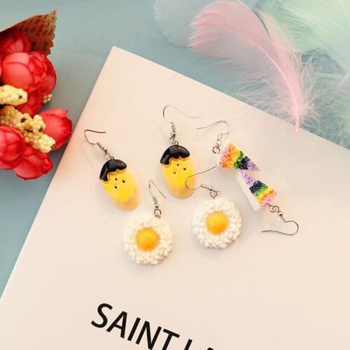 Cake Egg Food Drop Earrings For Women Fashion Accessories Girls DIY Handmade Unique Personality Dangle Earrings Jewelry Gift