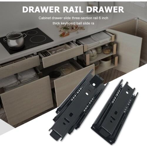 Drawer Slides Cabinet Ball Bearing Three Section Buffer Damping Guide Rail for Household Bedroom Ornaments