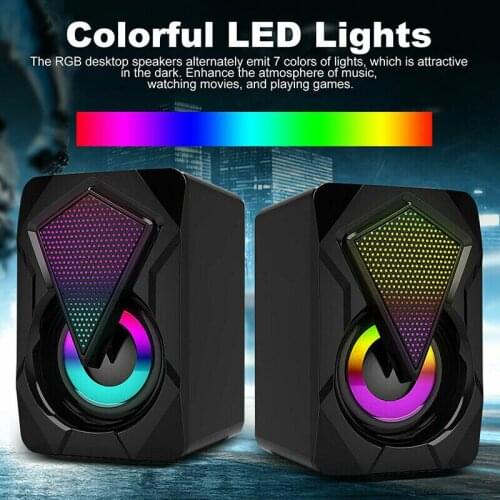 High Quality 3.5mm RGB LED USB Wired Computer Speakers Stereo Bass For PC Laptop