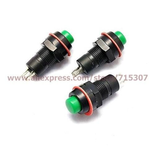 PHISCALE 30pcs Green Self-locking Push Button Switch ON-OFF DS-211 10mm