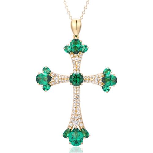 GZ ZONGFA Party Personalized blue gemstone 925 Sterling Silver cross necklace fine jewelry custom silver 925 pendant