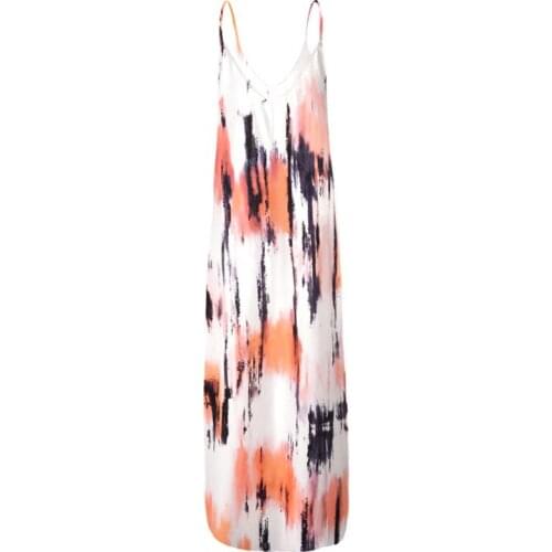 Temperament Womens Printed Sling Dresses Elegant Casual Loose Dresses Summer Female Temperament Sundress Free Shipping 2021