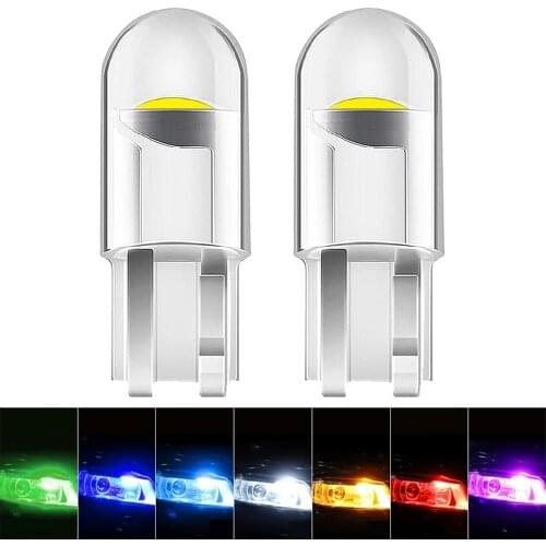 10/20/30pcs T10 W5W COB LED Car Wedge Parking Light Turn Side Bulbs Instrument Lamp Auto License Plate Light White Yellow Blue