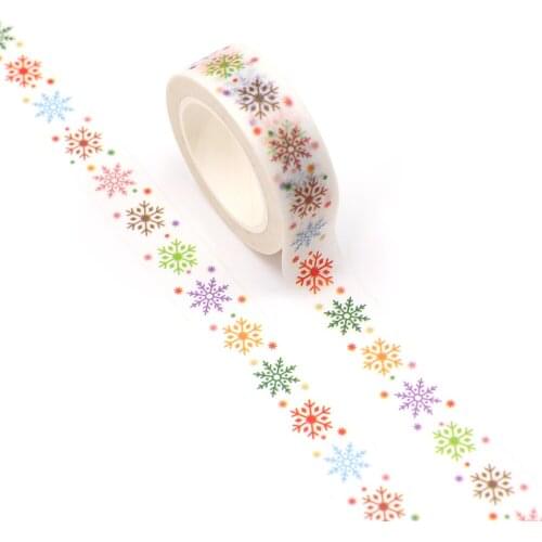 10pcs/Lot 15mm x 10m Christmas Colored snowflakes washi tape Scrapbook Paper Masking Adhesive Merry Christmas washi tape set